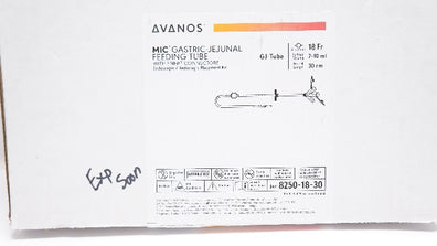 Avanos 8250-18-30 MIC Gastric-Jejunal Feeding Tube 18Fr x 30cm, 7-10mL (x)